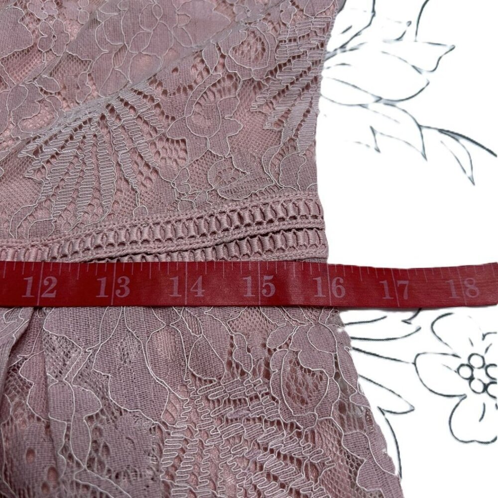 NWT VEIISAR Rose-colored Elegant V-neck A-Line Cocktail Dress Lace Overlay Large - Picture 11 of 13